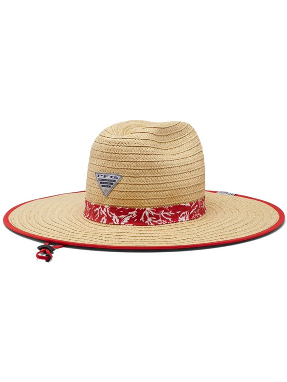 Columbia Unisex PFG BAHA Straw Hat, Red Spark Kona Print, Large/Extra Large