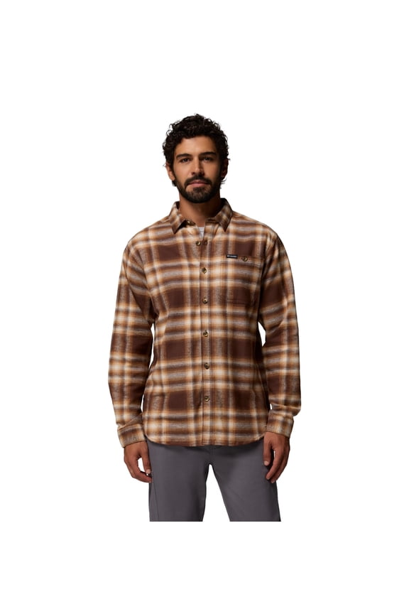 Pitchstone Heavyweight Flannel Button-Down Shirt, Long Sleeve, Regular Fit, Tobacco Twilight Ombre, Medium, 209768