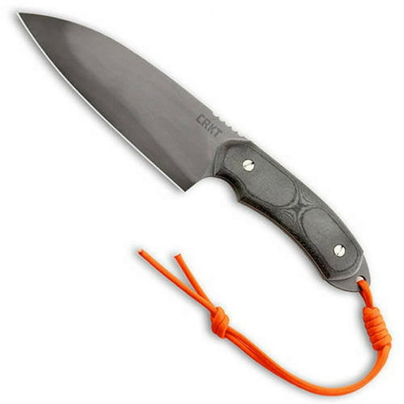 Columbia River Knife and Tool HCK1 Hood Camp Knife, Fixed Blade Knife, 6.13" Blade, Leather Sheath, 56-58/Sandblast w/Cerakote, 1095 High Carbon Steel, Plain Edge