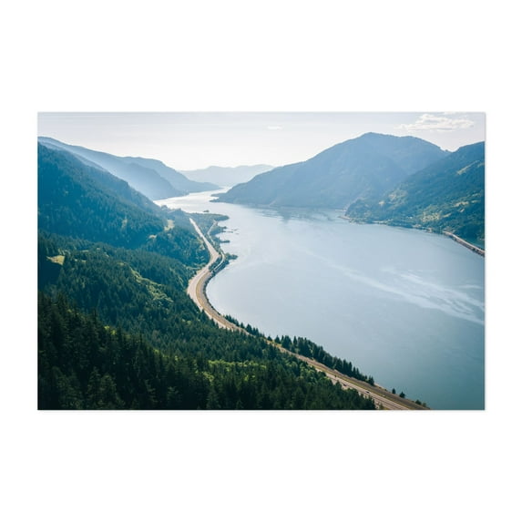 The Columbia River from Mitchell Point - Oregon Photography Landscape Nature Mountain Scenic Forest Travel Poster Unframed Wall Art Print 4 x 6 inches