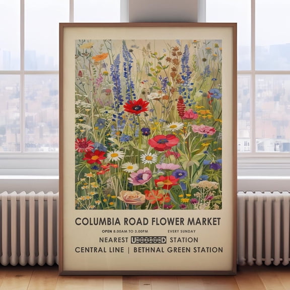 Columbia Road Flower Market William Morris print vintage botanical wall art vintage meadow flower painting London flower market Wall Art