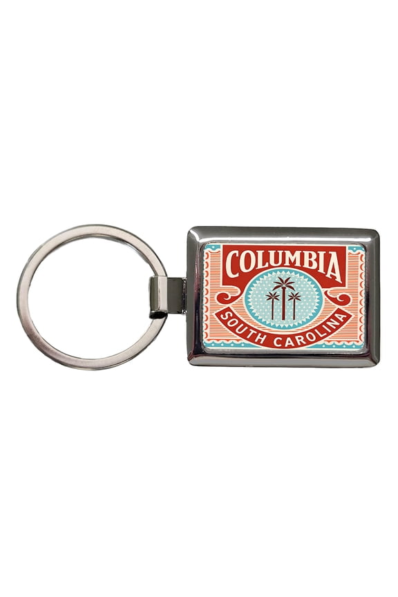 Columbia SC South Carolina Travel Vacation Stamp Metal Rectangle Keychain