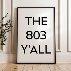 Columbia South Carolina Area Code Wall Art Decor Unframed Paper Print