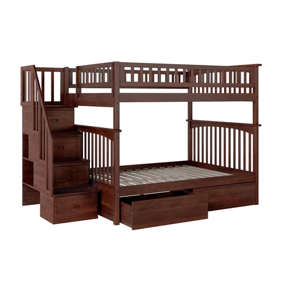 Columbia Staircase Bunk Bed Full over Full in Multiple Colors and Configurations