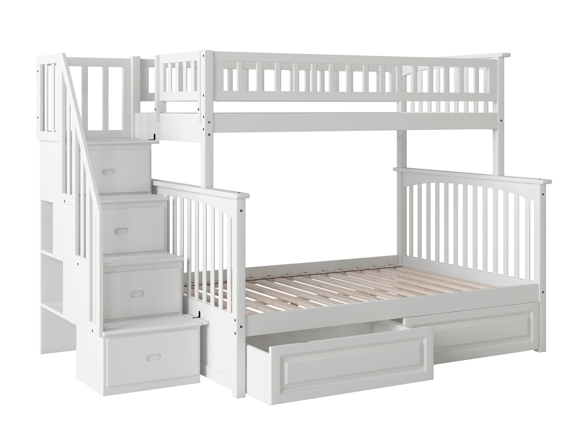 Columbia Staircase Bunk Bed Twin over Full with 2 Raised Panel Bed ...