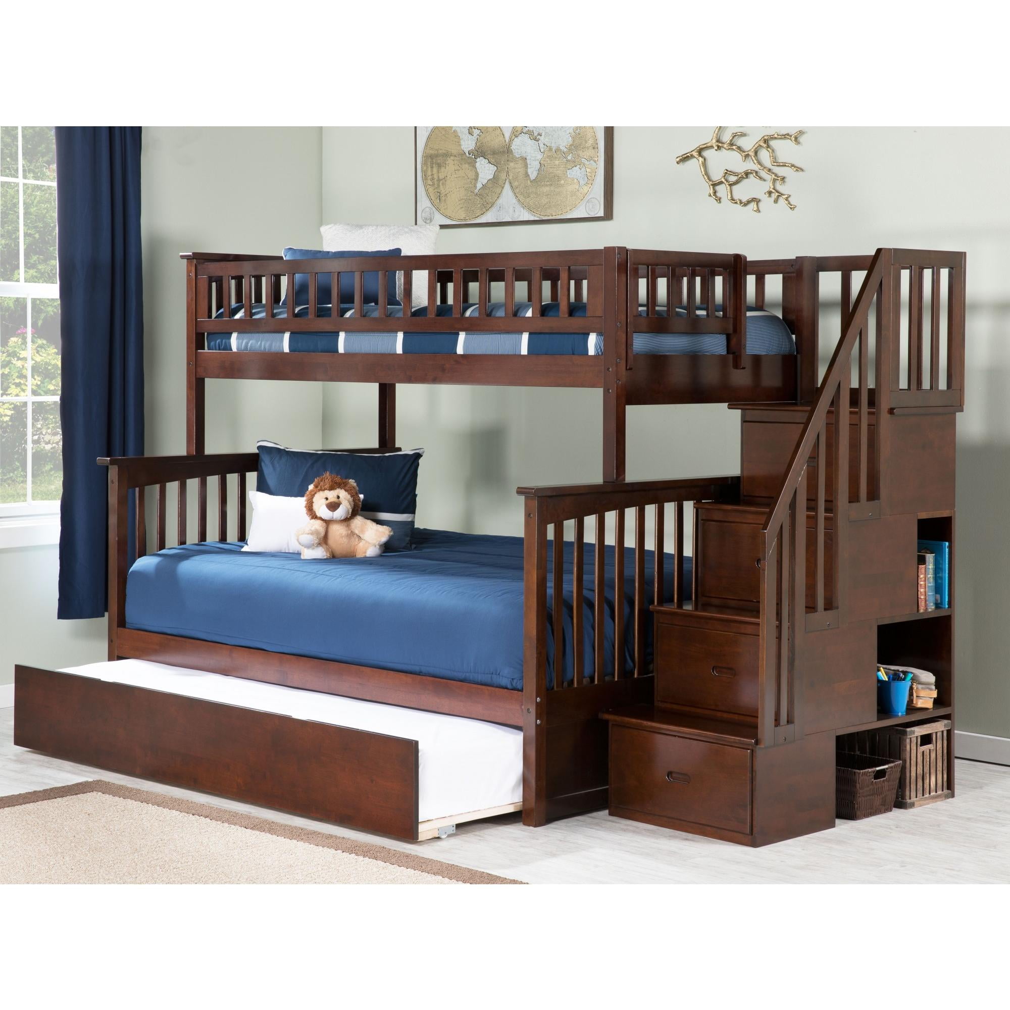 Columbia Staircase Bunk Bed Twin over Full with Twin Size Urban Trundle