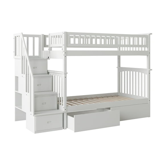 Columbia Staircase Bunk Bed Twin over Twin in Multiple Colors and Configurations