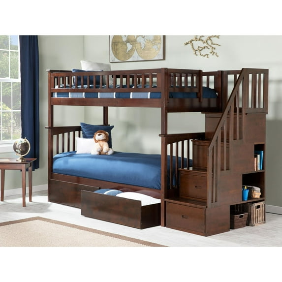 Columbia Staircase Bunk Bed Twin over Twin in Multiple Colors and Configurations