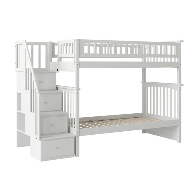 Columbia Staircase Bunk Bed Twin over Twin in Multiple Colors and
