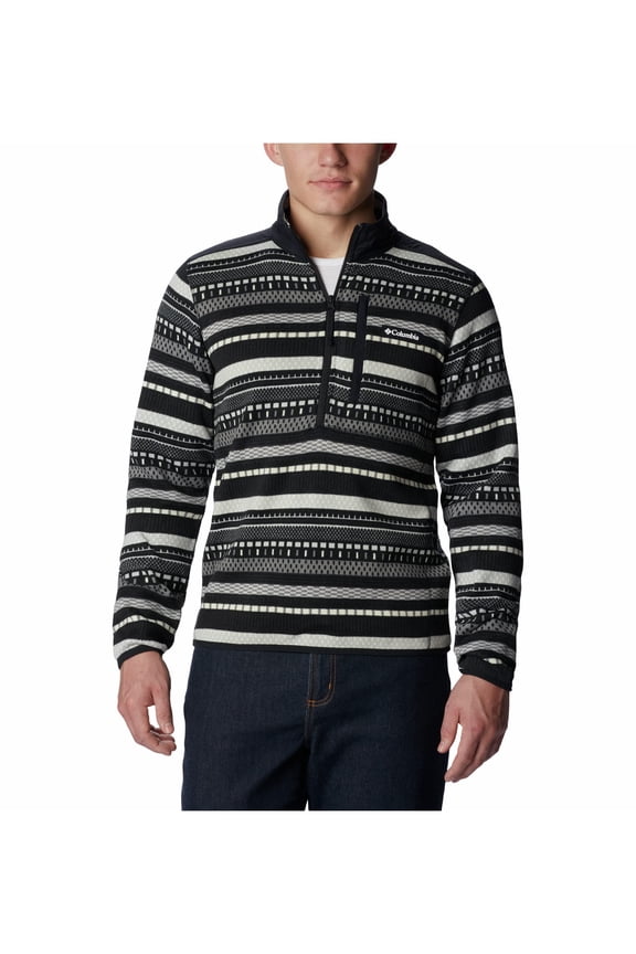 Sweater Weather II Printed 1/F2 Zip (Mens, Shark Apres Stripe, XL, One Size)