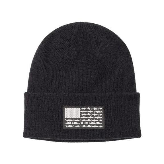 Columbia Unisex PFG Fish Flag Cuffed Beanie, Black, One Size