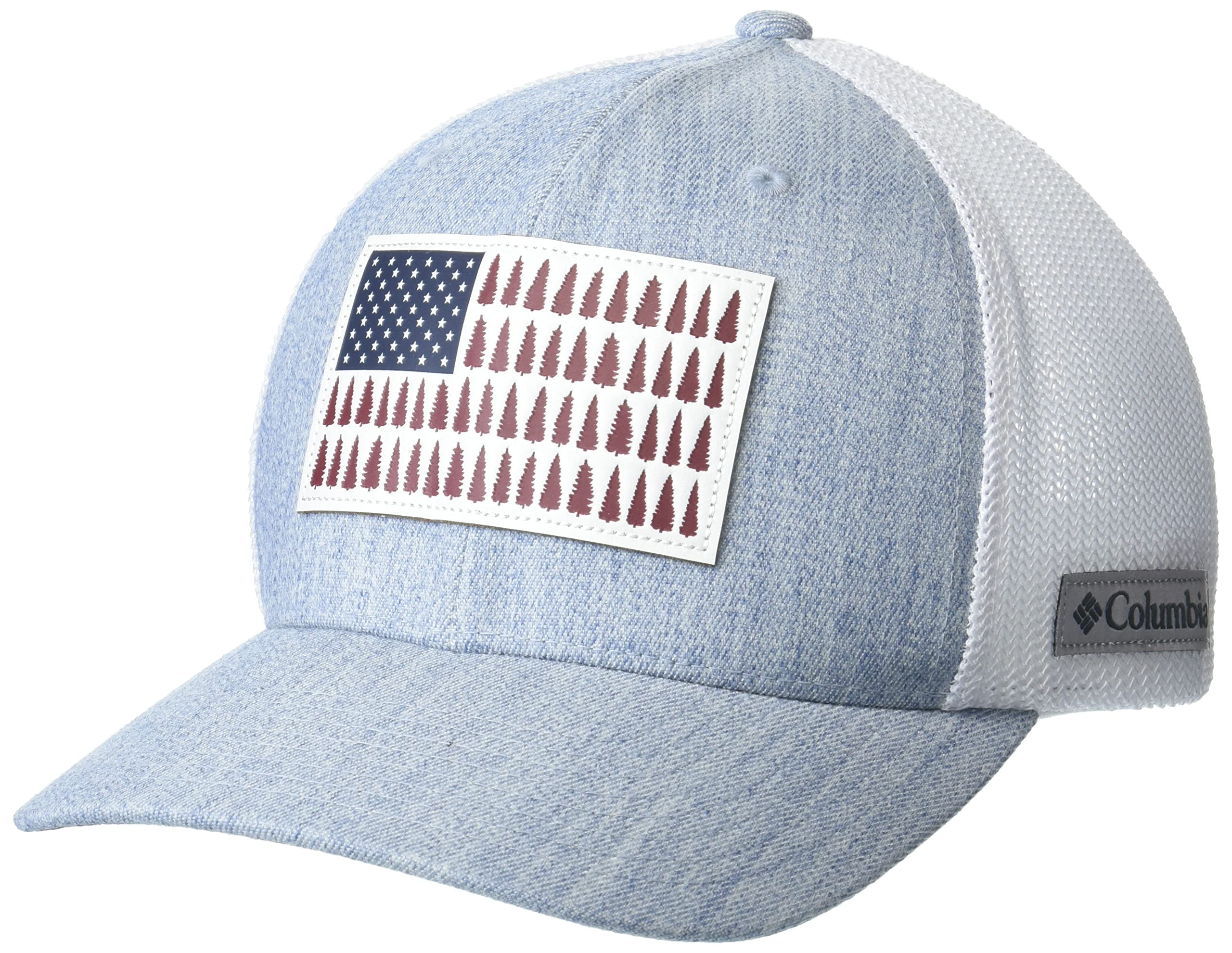 Columbia Unisex Rugged Outdoor Mesh Hat, Bluestone Heather/Tree Flag Patch, Small/Medium Columbia Unisex Rugged Outdoor Mesh Hat, Bluestone Heather/Tree Flag Patch, Small/Medium