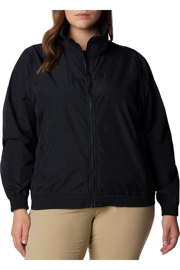 Womens Windbreaker Coat 1X Black Solid