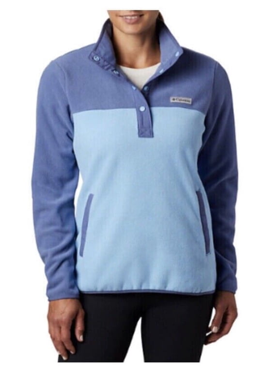 Women's 1/4 Snap Fleece Pullover (Blue Sky/Bluebell, Large)
