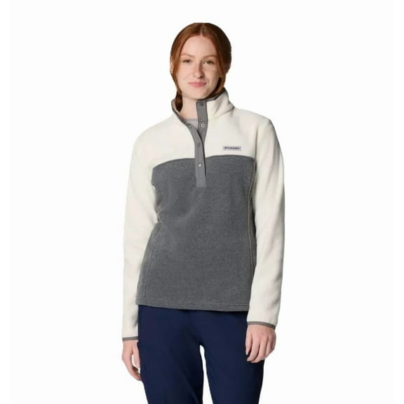 Columbia Women's Benton Springs Half Snap Pullover Fleece II | City Grey Heather, Chalk, X-Large