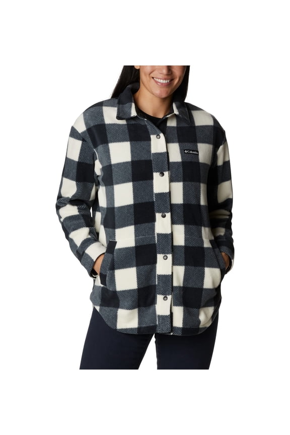 Women's Benton Springs Shirt Jacket, Chalk Check Print, 1X Plus White