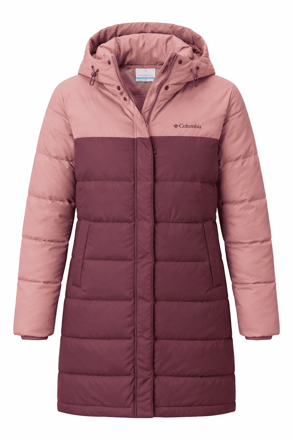 Womens Bound Peak Long Down Jacket, Insulated Winter Puffer Coat with Hood, Large