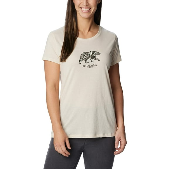 Columbia Women's Daisy Days Short Sleeve Graphic Tee, Chalk/Bearly Polarized, Medium