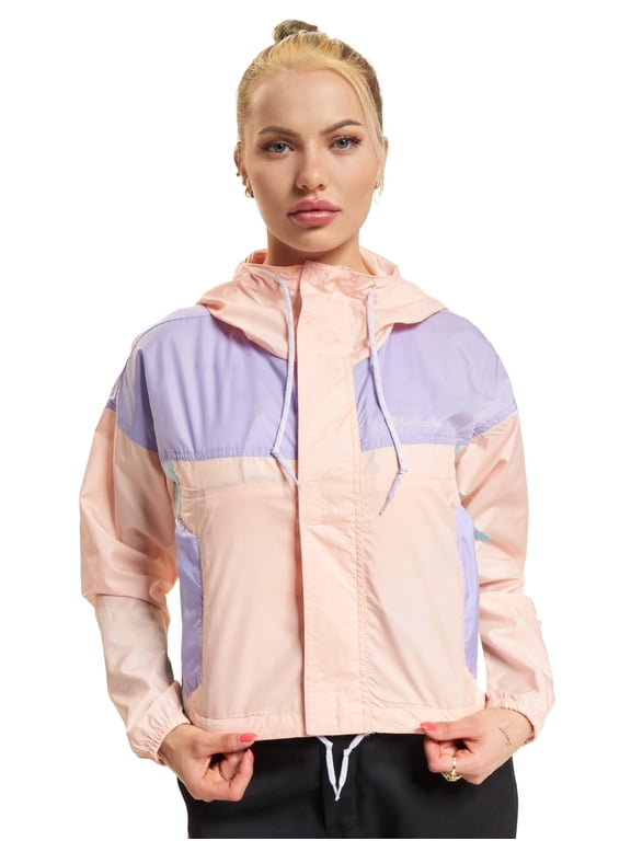 Women's Flash Challenger Cropped Windbreaker, Peach Blossom/Frosted Purple/Spring Bl, X-Large