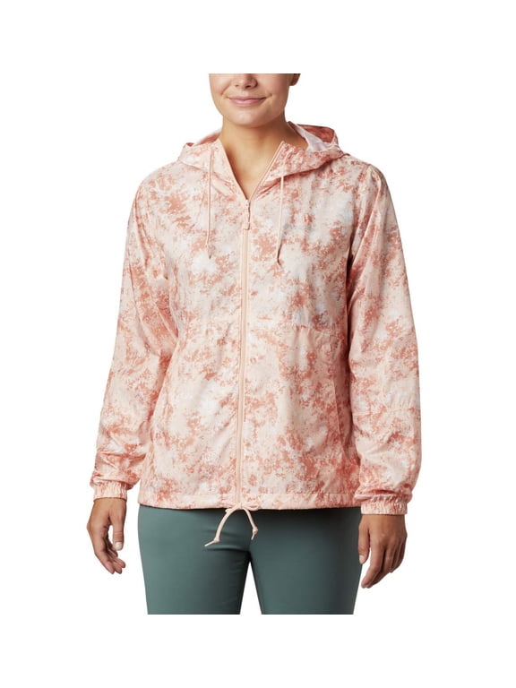 Women's Flash Forward Printed Windbreaker Outerwear, Peach Cloud Rubbed texture, X-Small