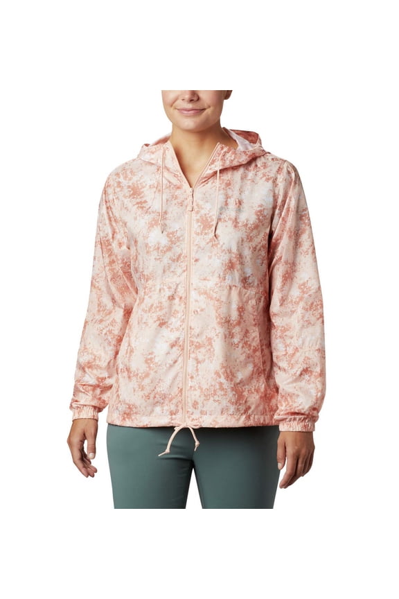 Women's Flash Forward Printed Windbreaker Outerwear, Peach Cloud Rubbed texture, X-Small
