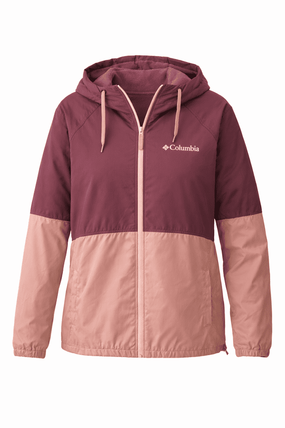 Womens Fleece Lined Colorblock Anorak Jacket, Lightweight Pullover Windbreaker, Brown / Mauve Colorblock, Medium