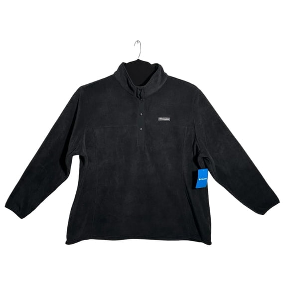 Columbia Women's Fleece Pullover Sweater Size 1X Petite Black Soft Warm Fabric