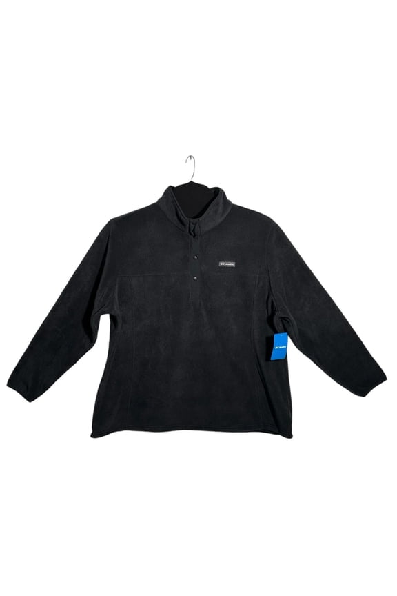 Women's Fleece Pullover Sweater Size 1X Petite Black Soft Warm Fabric