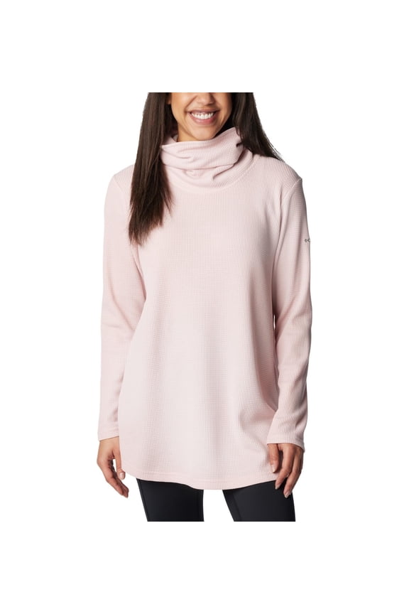 Women's Holly Hideaway Waffle Cowl Neck Pullover, Dusty Pink, XX-Large