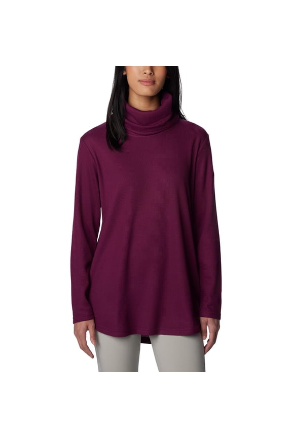 Women's Holly Hideaway Waffle Cowl Neck Pullover, Marionberry, XX-Large