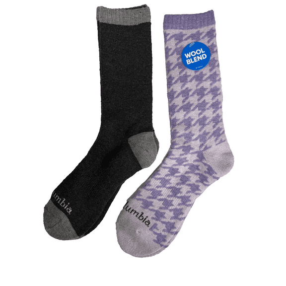 Columbia Women's Houndstooth Wool Blend Socks 2 - Pack Shoe Size 4-10