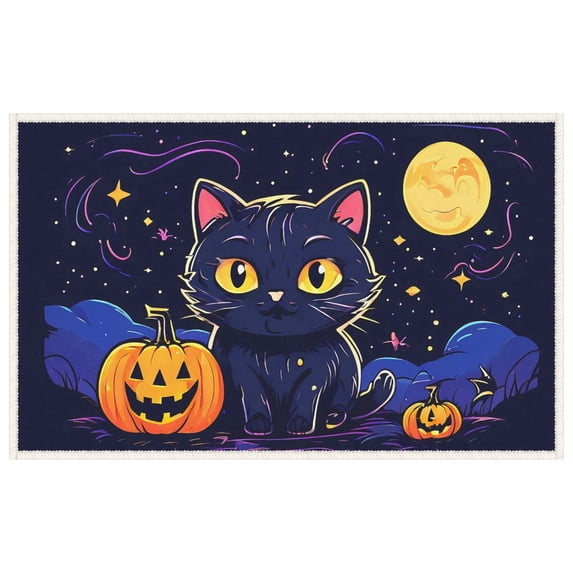 Halloween-themed Welcome Doormats - for Yard House Entryway Outdoor Backyard Deco 19.7" X 31.5" - Halloween Night Anti-slip Entrance Mat Cute Kitten Scary Cat Practical Halloween Festival Decorations