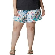 Columbia Women's Omni-Shade Floral Stretch Ins. 6 Court Short, White, 1X Plus