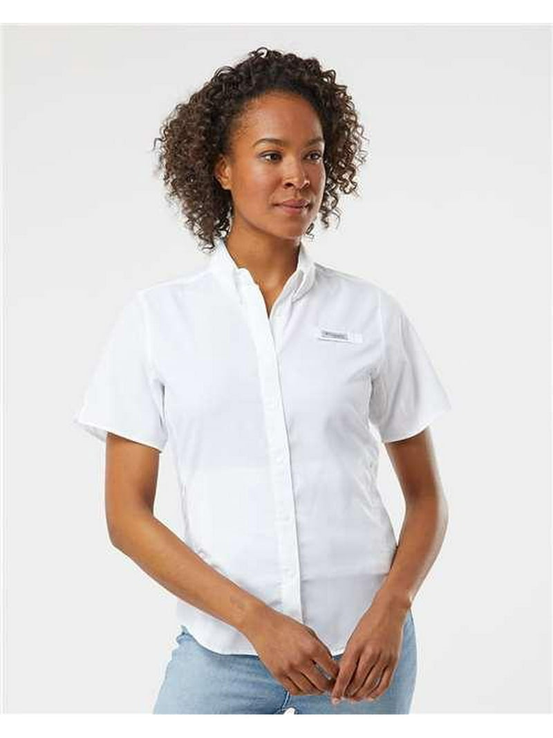 Columbia Women's PFG Tamiami Short Sleeve Shirt in white -Size L