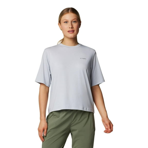 Columbia Women's PFG Uncharted Tech Tee Short Sleeve, Cirrus Grey/W Best Cast, Medium