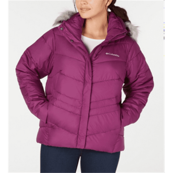 Columbia Women's Peak To Park Insulated Faux Fur Trim Jacket Purple Size Medium