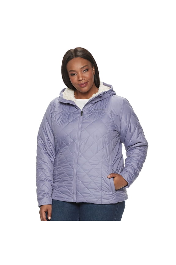 Women's Plus Copper Crest Hooded Quilted Jacket Purple Size -3X