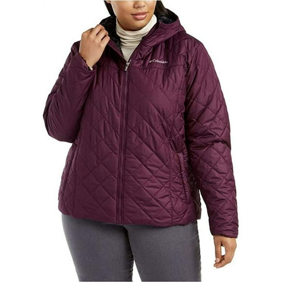 Columbia Women's Plus Size Copper Crest Hooded Quilted Jacket, Black Cherry 1X