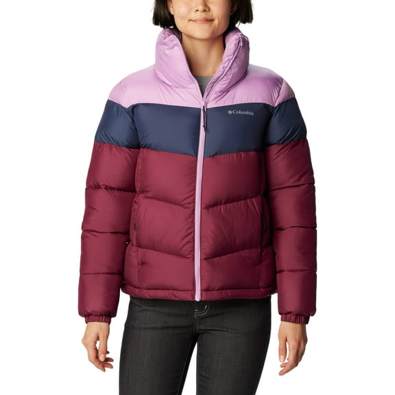 Columbia Women's Puffect Color Blocked Jacket, Marionberry/Nocturnal/Gumdrop, X-Large