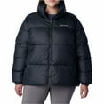thumbnail image 1 of Columbia Womens Printed Logo Puffer Jacket, Black, Plus Size, 3X, 1 of 4