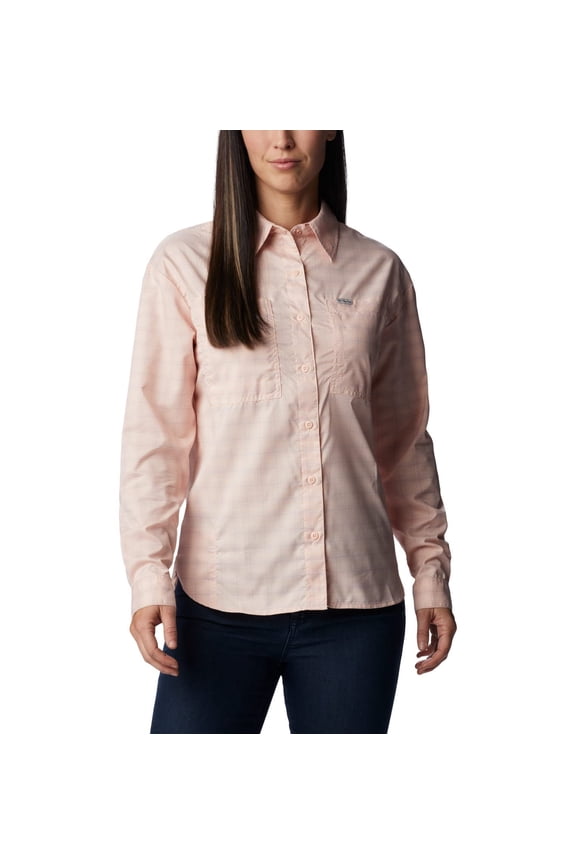 Women's Silver Ridge Utility Patterned Long Sleeve Shirt, Peach Blossom/Peak Plaid, Small