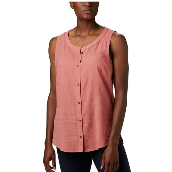 Columbia Women's Summer Ease Sleeveless Shirt, Dark Coral, Small