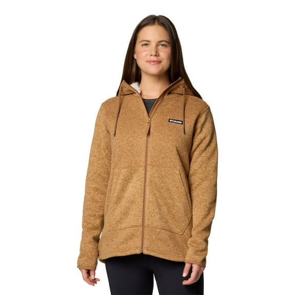 Columbia Women's Sweater Weather Sherpa Full Zip II, Camel Brown Heather, 1X Plus