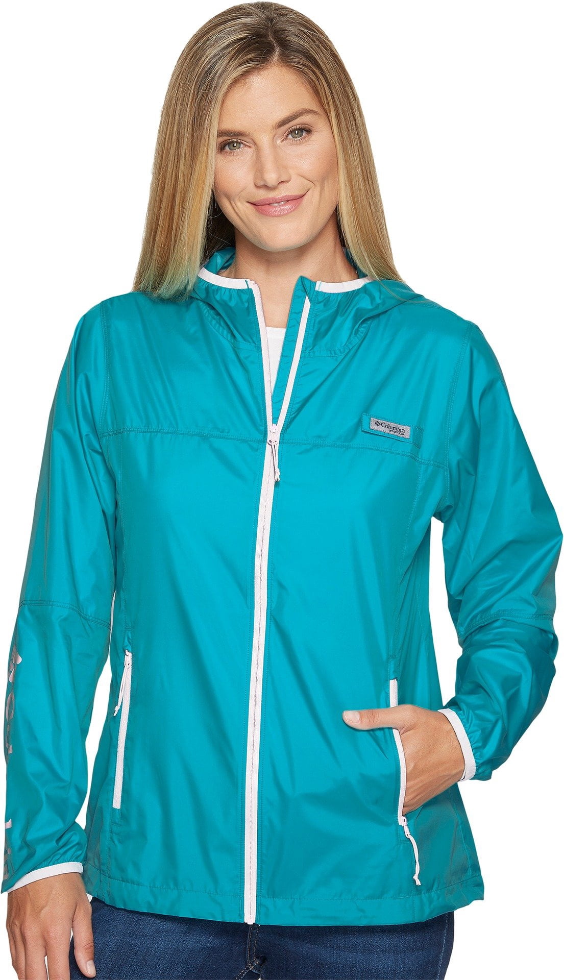 Women's Tidal Windbreaker Geyser/Satin Pink Outerwear