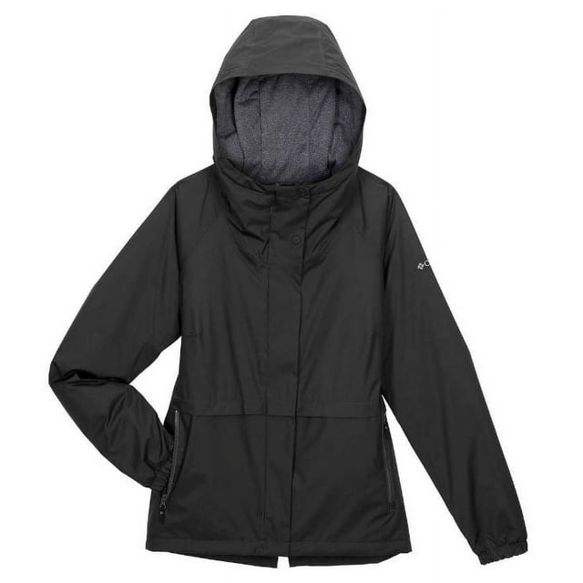 Columbia Women's Waterproof Omni-Tech Waterproof Hooded Jacket, Black, Medium