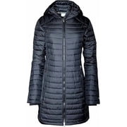 Women's White Out Mid Omni Heat Long Hooded Light Jacket Coat Puffer Plus/Regular (Black, L)