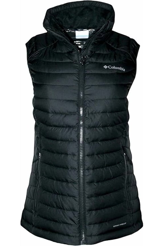 Women's White Out Puffer Omni Heat Full Zip Insulated Vest (Black, S)