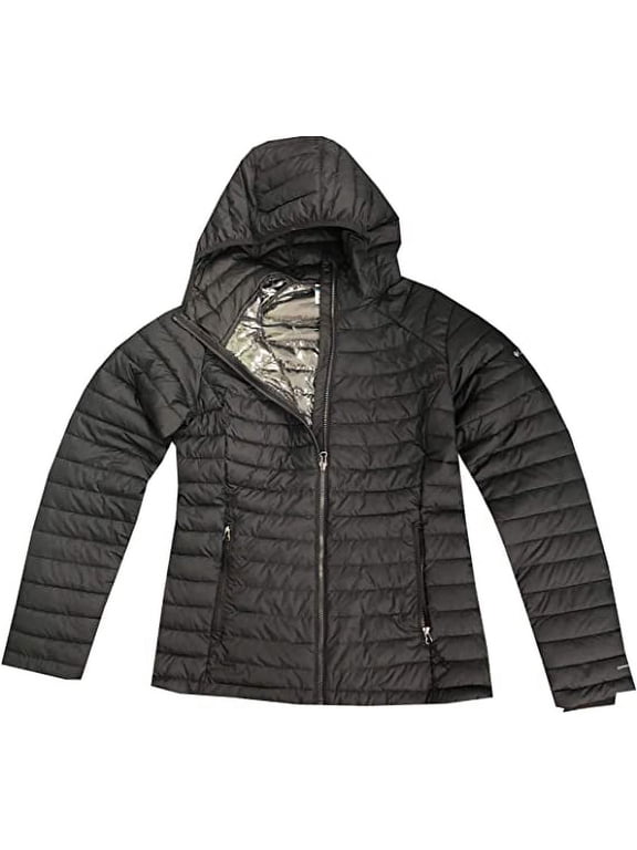 Women's White Out ll Omni Heat Hooded Jacket Puffer Standard Large Black