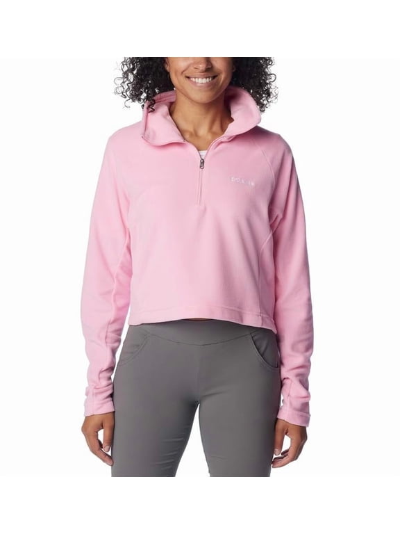 Womens Cropped II Fleece Jacket 1/2-Zip Top Rose XL
