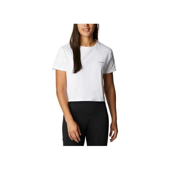 Columbia Womens North Cascades Cropped T-Shirt White Wild Fuchsia Dotty XL
